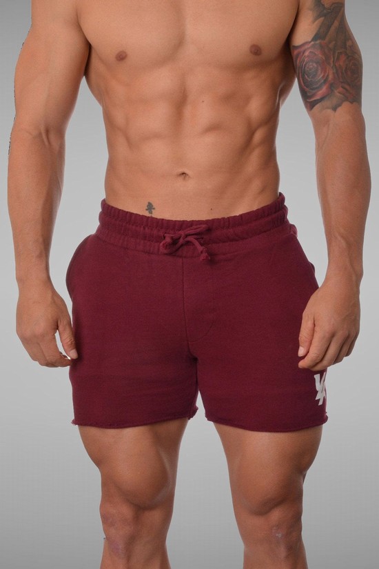 Youngla 102 Bodybuilding French Terry Uomo Pantaloncini Bordeaux | GR2387156