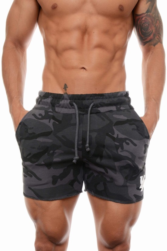 Youngla 102 Bodybuilding French Terry Uomo Pantaloncini Nere | KZ9127840