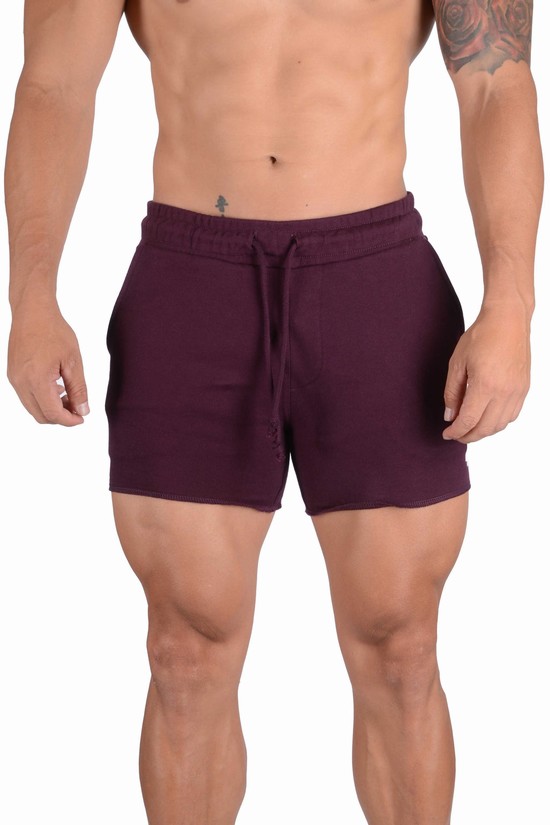 Youngla 102 Bodybuilding French Terry Uomo Pantaloncini Bordeaux | TV8402693
