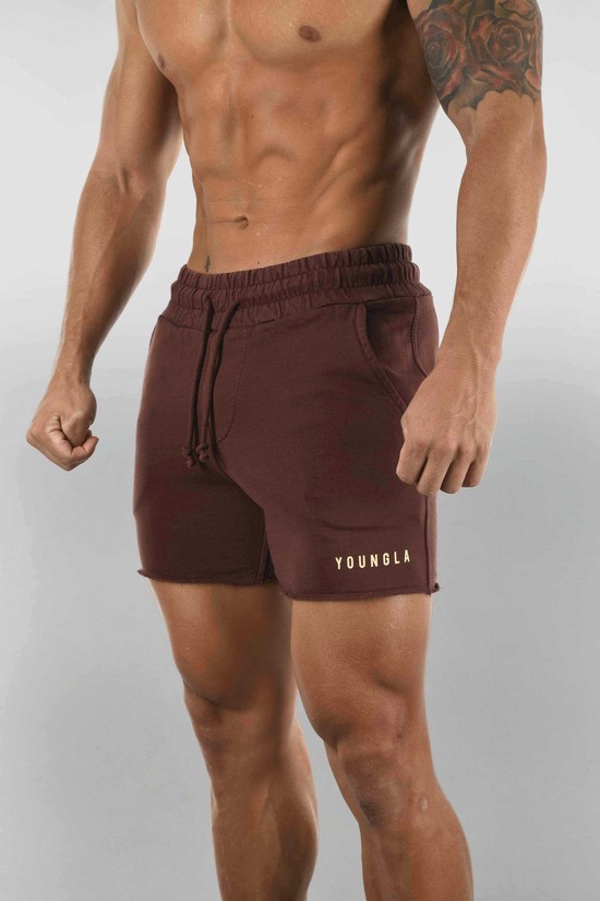 Youngla 103 Pigment Washed Uomo Pantaloncini Bordeaux | AK2780619