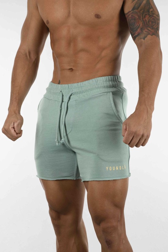 Youngla 103 Pigment Washed Uomo Pantaloncini Blu Chiaro | TU0527689
