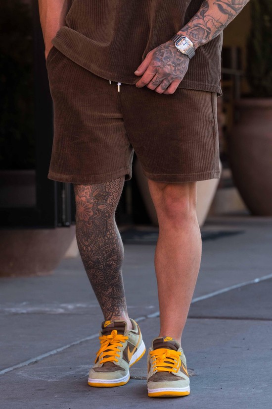Youngla 119 Cord Collezioni Uomo Pantaloncini Caffè | VQ4095317