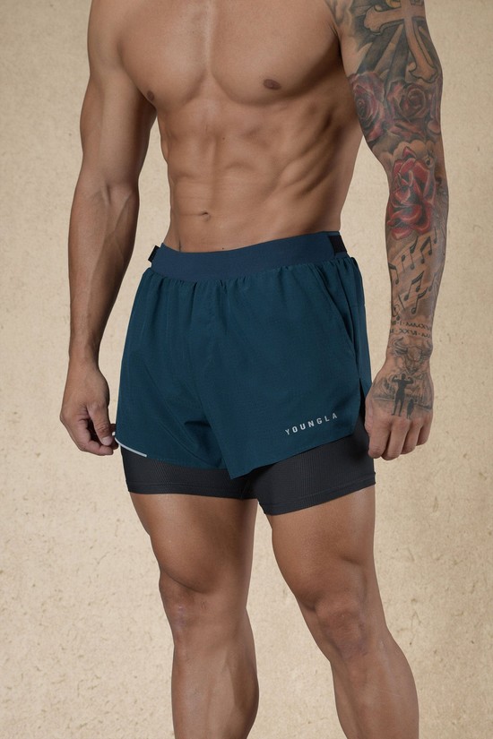 Youngla 124 6am Compression Uomo Pantaloncini Blu | KS2485061