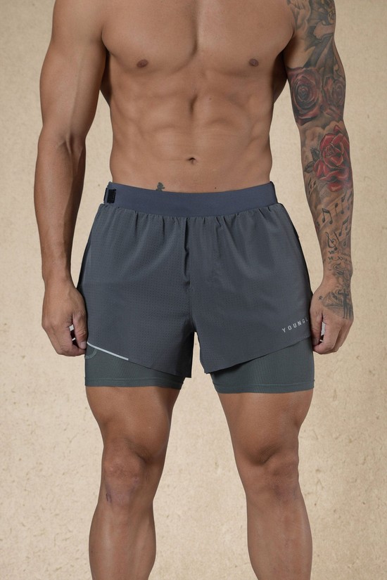 Youngla 124 6am Compression Uomo Pantaloncini Grigie | WS2891560