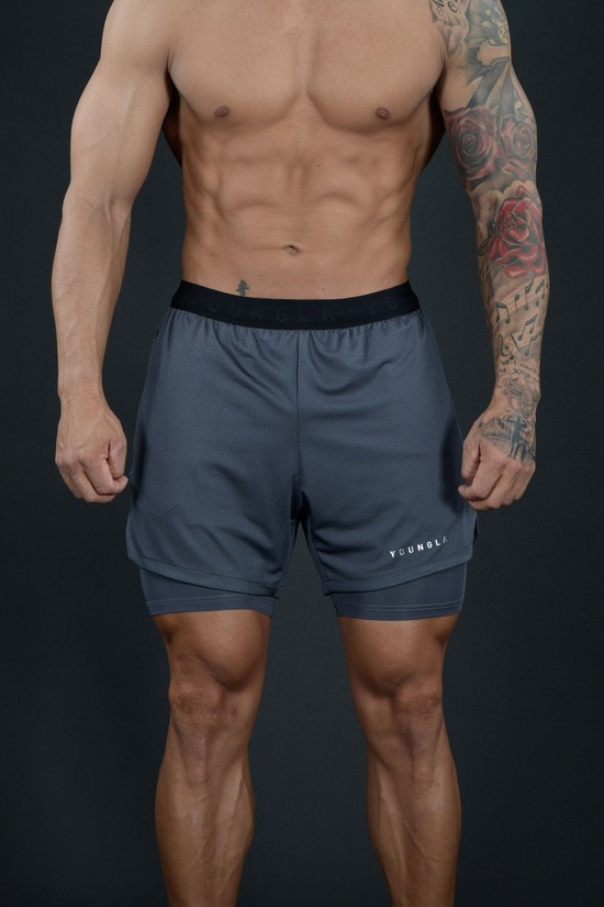 Youngla 129 Trilogy Compression Uomo Pantaloncini Grigie | OF8562710