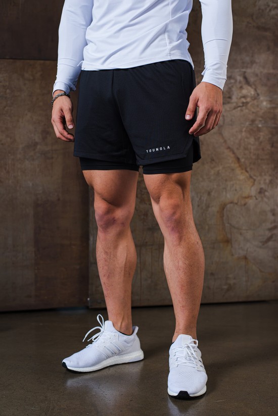 Youngla 129 Trilogy Compression Uomo Pantaloncini Nere | QE0279854