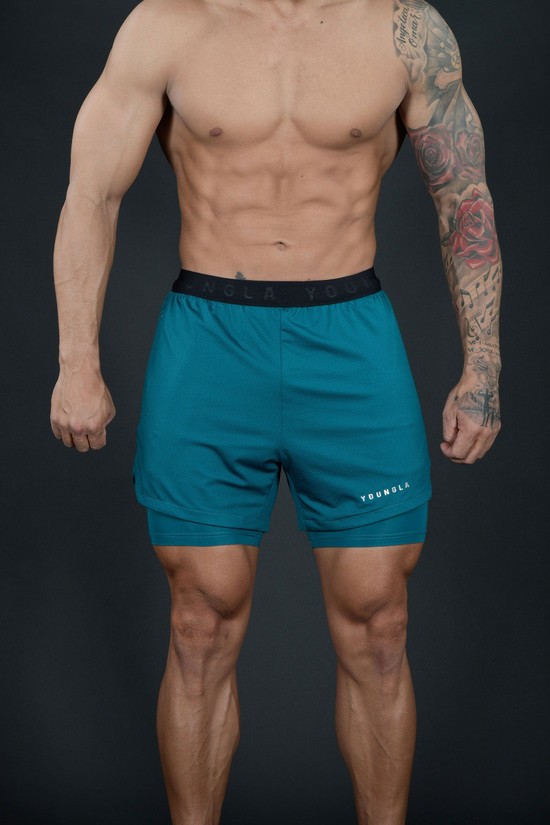 Youngla 129 Trilogy Compression Uomo Pantaloncini Blu | UM1398206