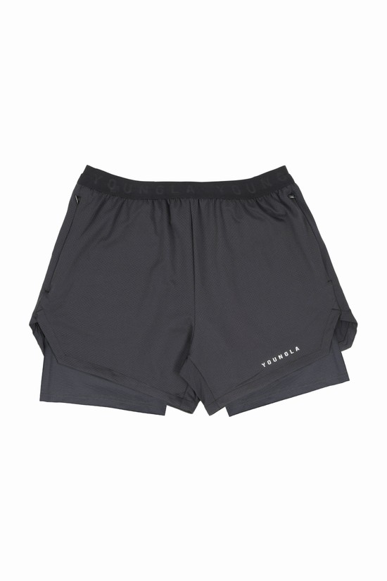 Youngla 129 Trilogy Compression Uomo Pantaloncini Grigie Scuro | VE8042671
