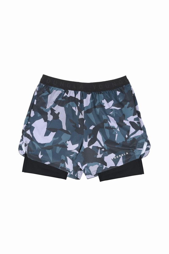 Youngla 138 Trilogy Camo Compression Uomo Pantaloncini Bianche Blu Marino | YW0954762
