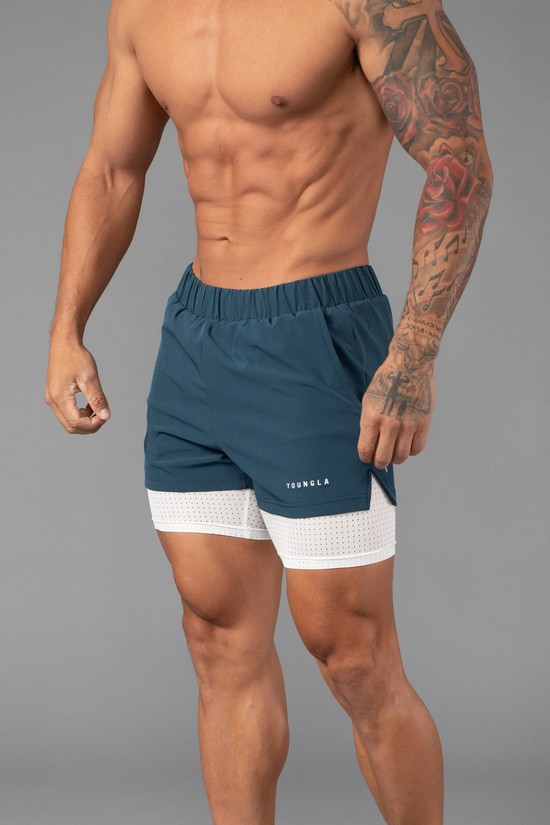 Youngla 144 Peak Velocity Compression Uomo Pantaloncini Blu | WQ5403219