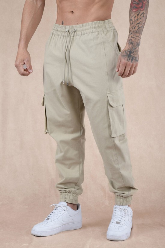 Youngla 202 Twill Cargo Uomo Pantaloni Jogger Grigie | BF2150946