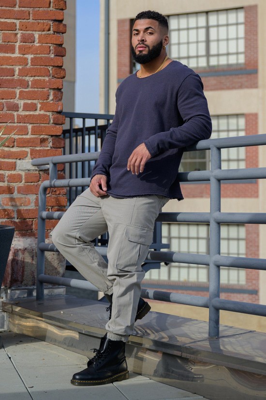 Youngla 202 Twill Cargo Uomo Pantaloni Jogger Grigie | GJ9203176