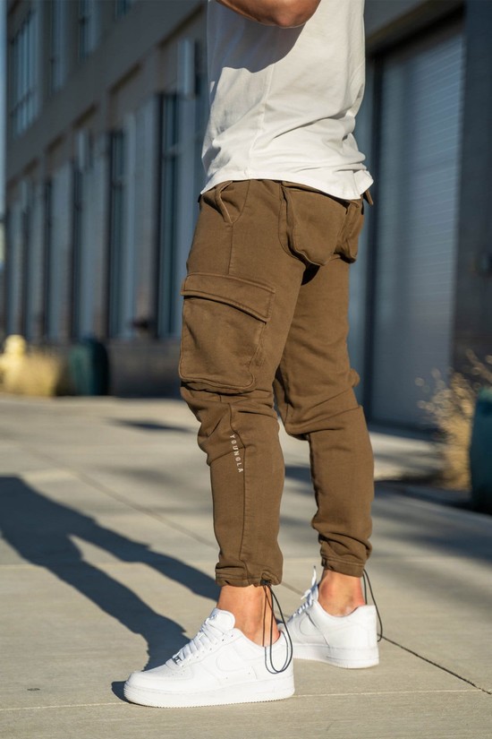 Youngla 206 Rambo Combat Uomo Pantaloni Jogger Marroni | EW2645783