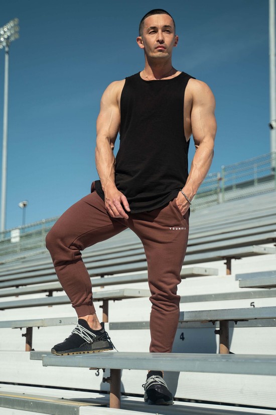 Youngla 213 Elite Uomo Pantaloni Jogger Marroni | TC3584067