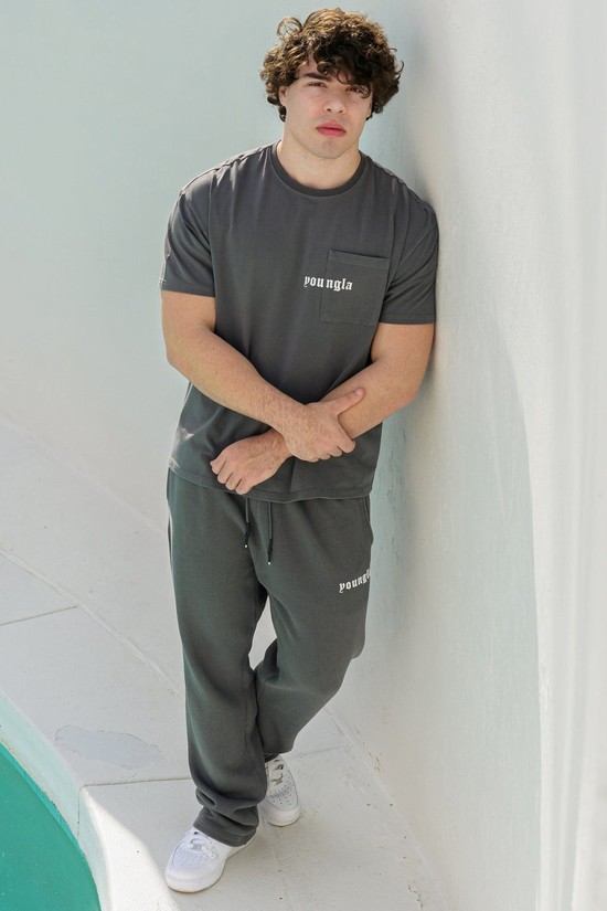 Youngla 216 Eternal No Cuff Sweats Uomo Pantaloni Jogger Grigie | JY6597241