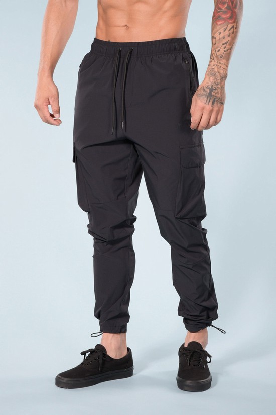 Youngla 218 Travel Cargo Uomo Pantaloni Jogger Nere | PK3617402