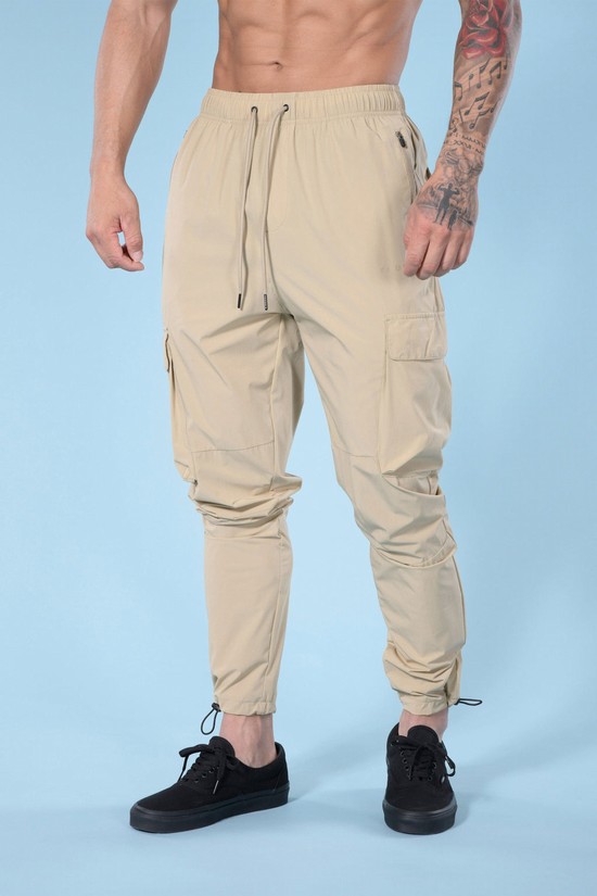 Youngla 218 Travel Cargo Uomo Pantaloni Jogger Beige | QL7416209