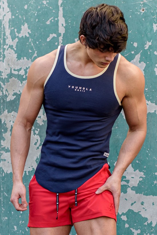 Youngla 313 Rocket Rib Uomo Canotta Blu | ZF9507146