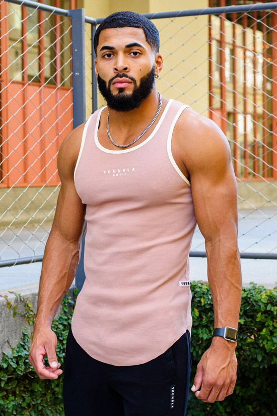 Youngla 313 Rocket Rib Uomo Canotta Rosa | KR5073986