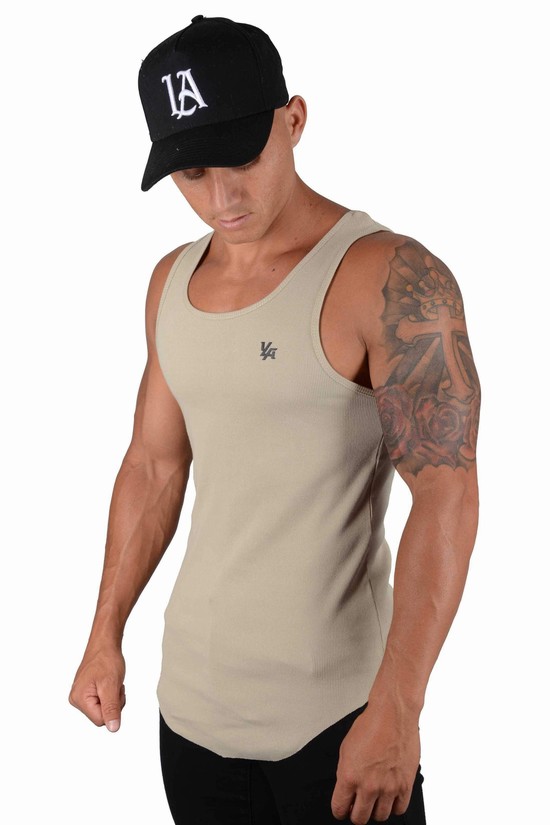 Youngla 314 Scoop Bottom Costine Uomo Canotta Grigie | TK6391058