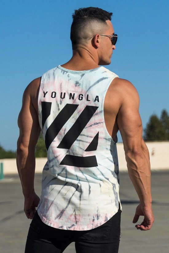Youngla 321 Tie Dye Bloc Cut Off Uomo Canotta Colorate | DP5304628