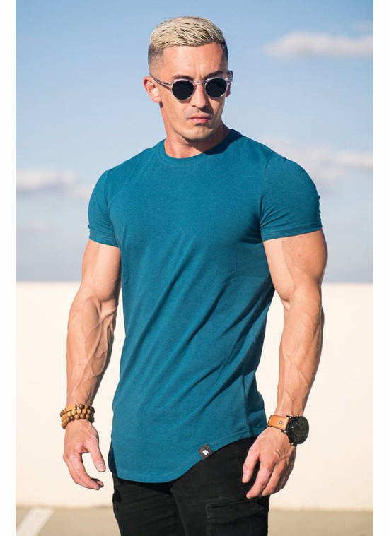 Youngla 402 Perfect Scallop Bottom Uomo Camicie Blu | ZY8953471