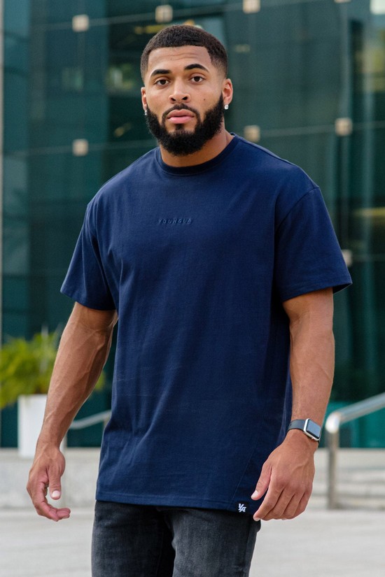 Youngla 407 Excellence Oversized Uomo Camicie Blu Marino | MT0156942