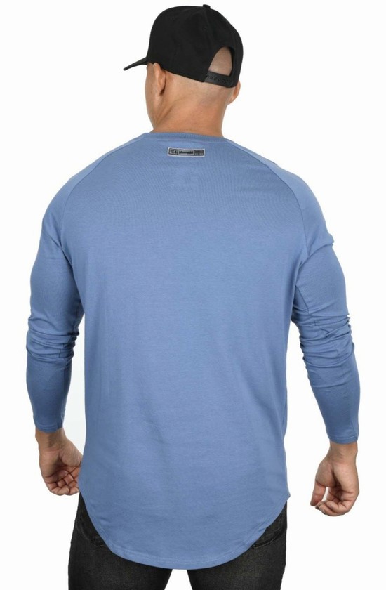 Youngla 410 Perfect Raglan Long Sleeve Uomo Camicie Blu | BZ8032614