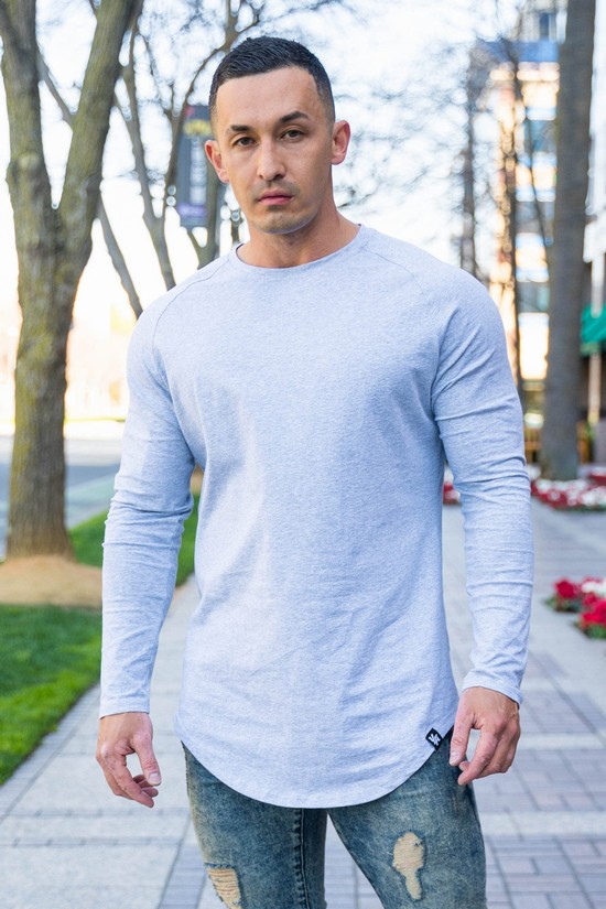 Youngla 410 Perfect Raglan Long Sleeve Uomo Camicie Grigie | GC6518790