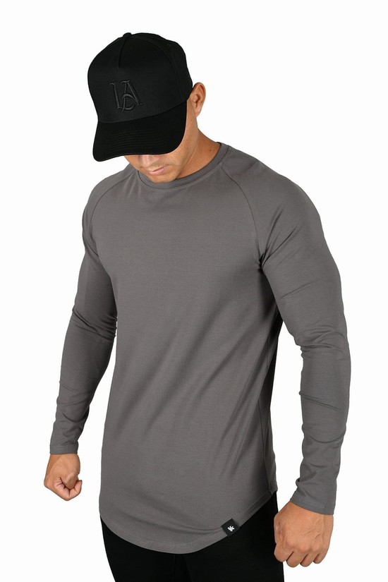 Youngla 410 Perfect Raglan Long Sleeve Uomo Camicie Grigie | PX7132846