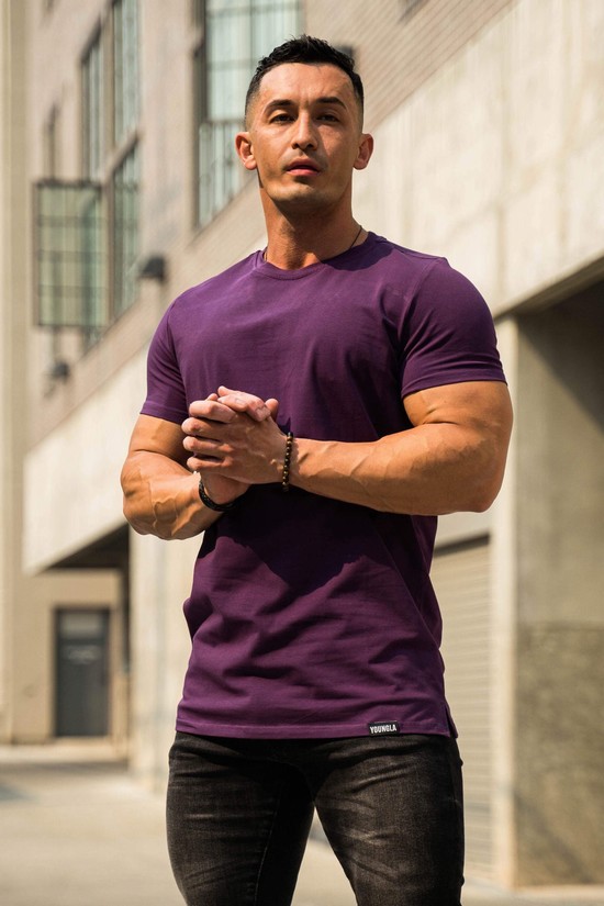 Youngla 411 Perfect Dritto Bottom Uomo Camicie Viola | BG8396502