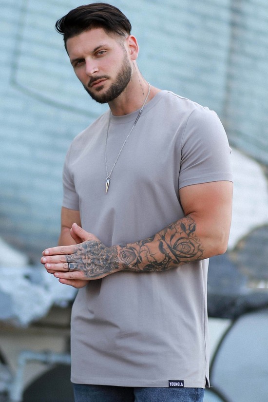 Youngla 411 Perfect Dritto Bottom Uomo Camicie Grigie | LK4012759