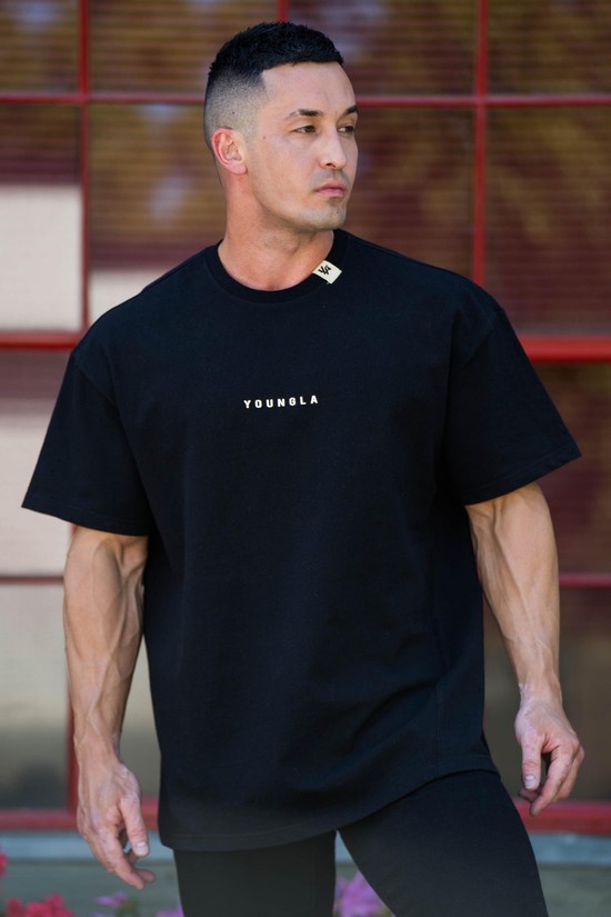 Youngla 413 Oversized Bloc Uomo Camicie Nere | IN7025894