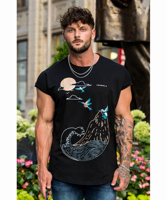 Youngla 417 Grafica Rambo Uomo Camicie Nere | HN7321568