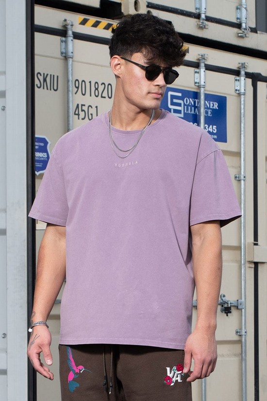 Youngla 420 Essential Oversized Uomo Camicie Viola | QZ2714630