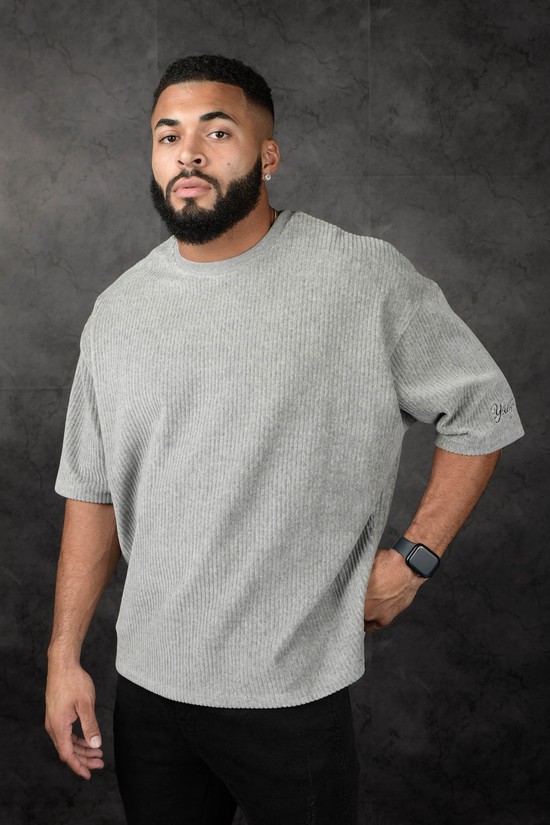 Youngla 421 Corduroy Supersized Uomo Camicie Grigie | ZW0576942