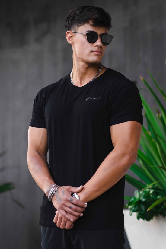 Youngla 422 Fitted Delt Uomo Camicie Nere | HJ5340291