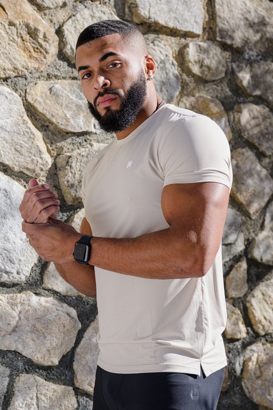 Youngla 423 Zephyr Compression Sleeve Uomo Camicie Beige | PO4167509