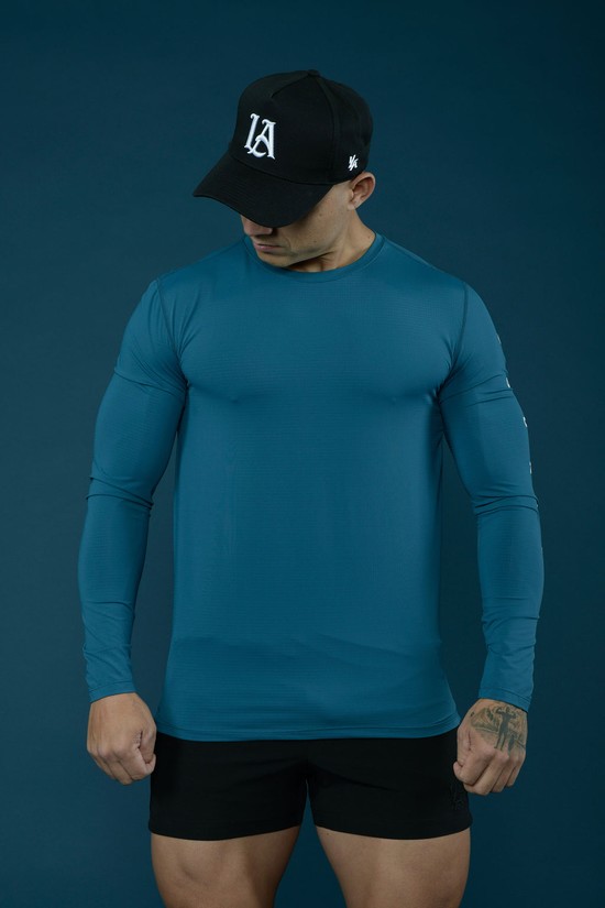 Youngla 424 Zephyr Compression Long Sleeves Uomo Camicie Blu | ON7325418