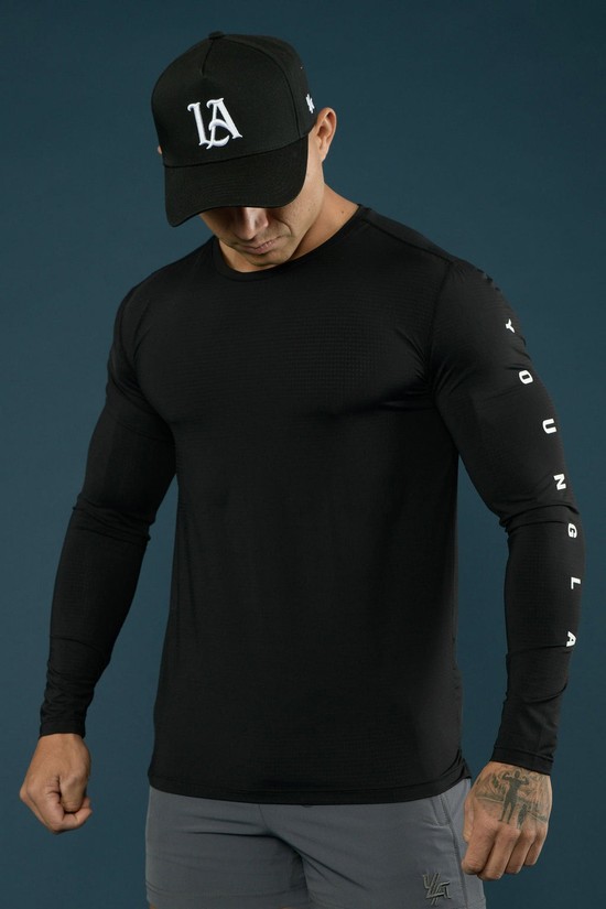 Youngla 424 Zephyr Compression Long Sleeves Uomo Camicie Nere | OQ0742361