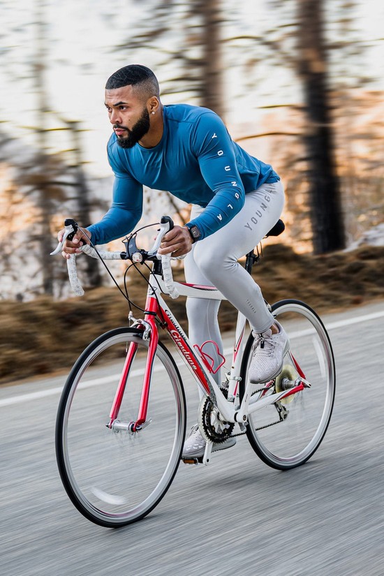 Youngla 424 Zephyr Compression Long Sleeves Uomo Camicie Blu | WQ8203157