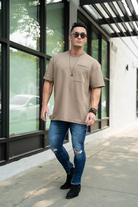 Youngla 426 Reflective Oversized Los Angeles Uomo Camicie Grigie | SP7258409