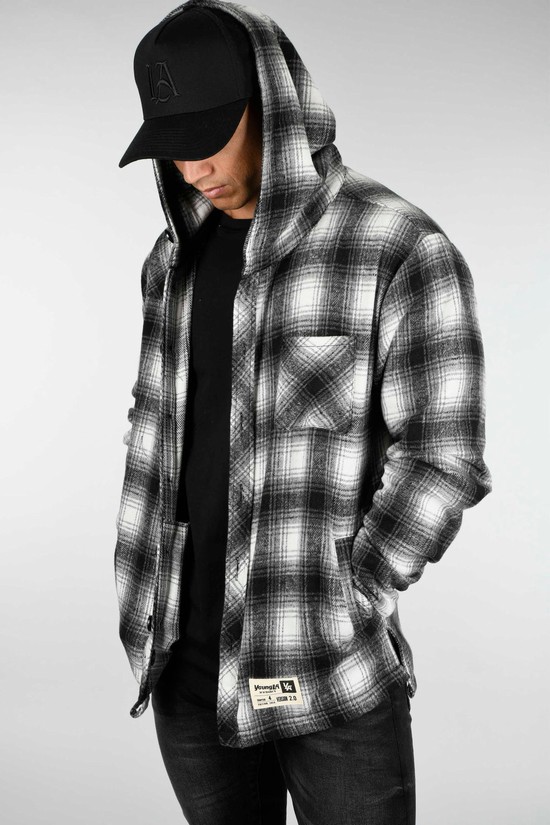 Youngla 431 Flannels Uomo Felpa Con Cappuccio Bianche Nere | AC9023418