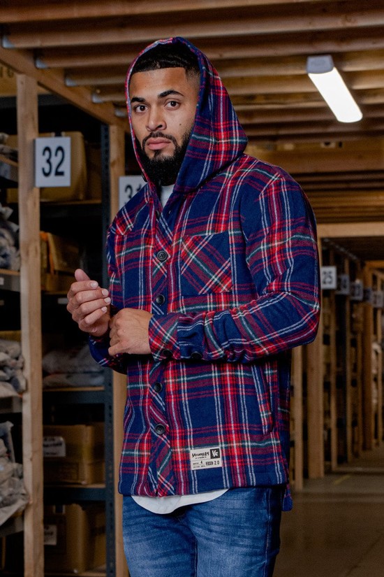 Youngla 431 Flannels Uomo Felpa Con Cappuccio Rosse Blu | FG3521704