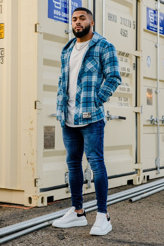 Youngla 431 Flannels Uomo Felpa Con Cappuccio Blu | GR5410823