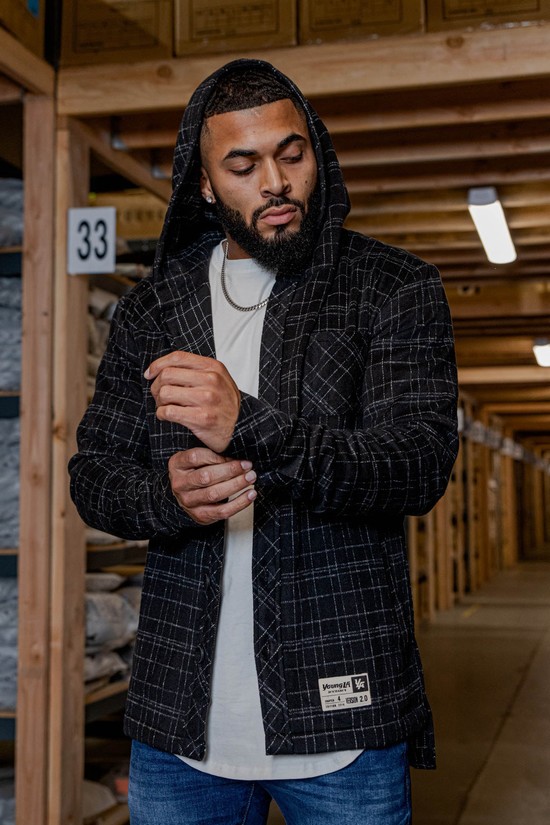 Youngla 431 Flannels Uomo Felpa Con Cappuccio Nere | MC6273508
