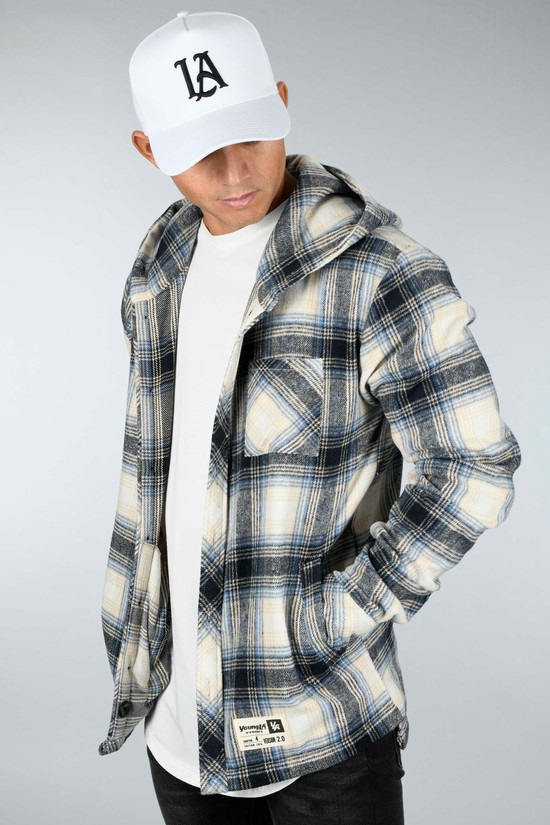 Youngla 431 Flannels Uomo Felpa Con Cappuccio Bianche Nere | RJ3896254