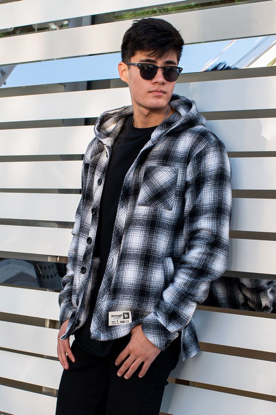Youngla 431 Flannels Uomo Felpa Con Cappuccio Bianche Nere | RU2658314
