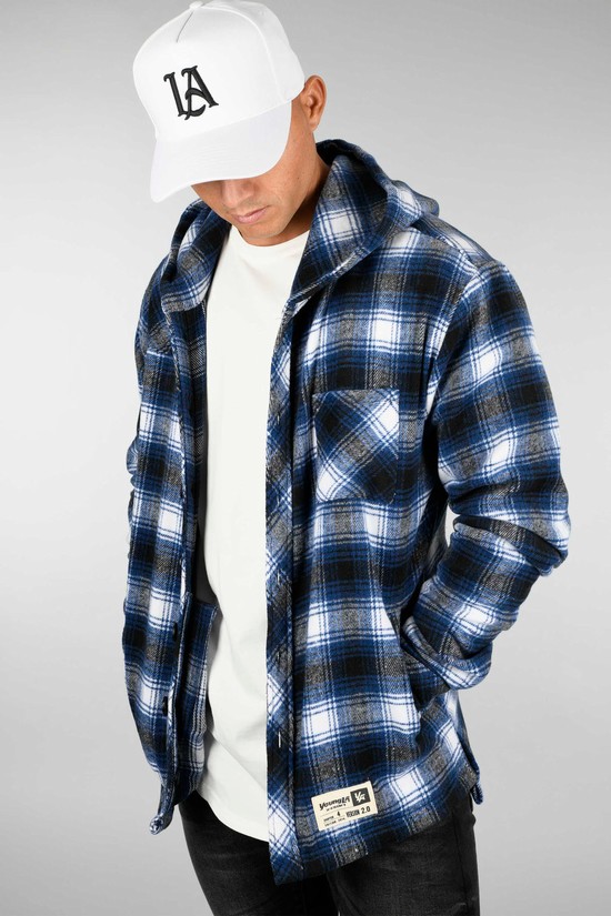 Youngla 431 Flannels Uomo Felpa Con Cappuccio Bianche Blu | UG3915702