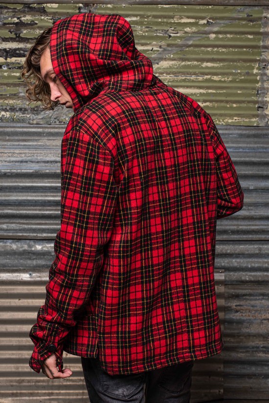 Youngla 431 Flannels Uomo Felpa Con Cappuccio Rosse | VP8903715